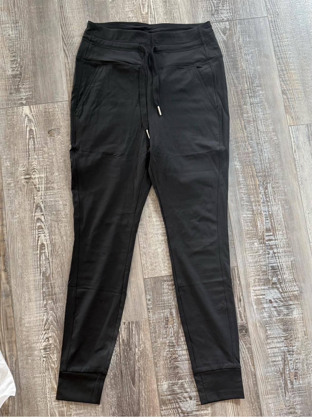 Plush High Waisted Drawstring Pocket Plain Full Length Joggers Small